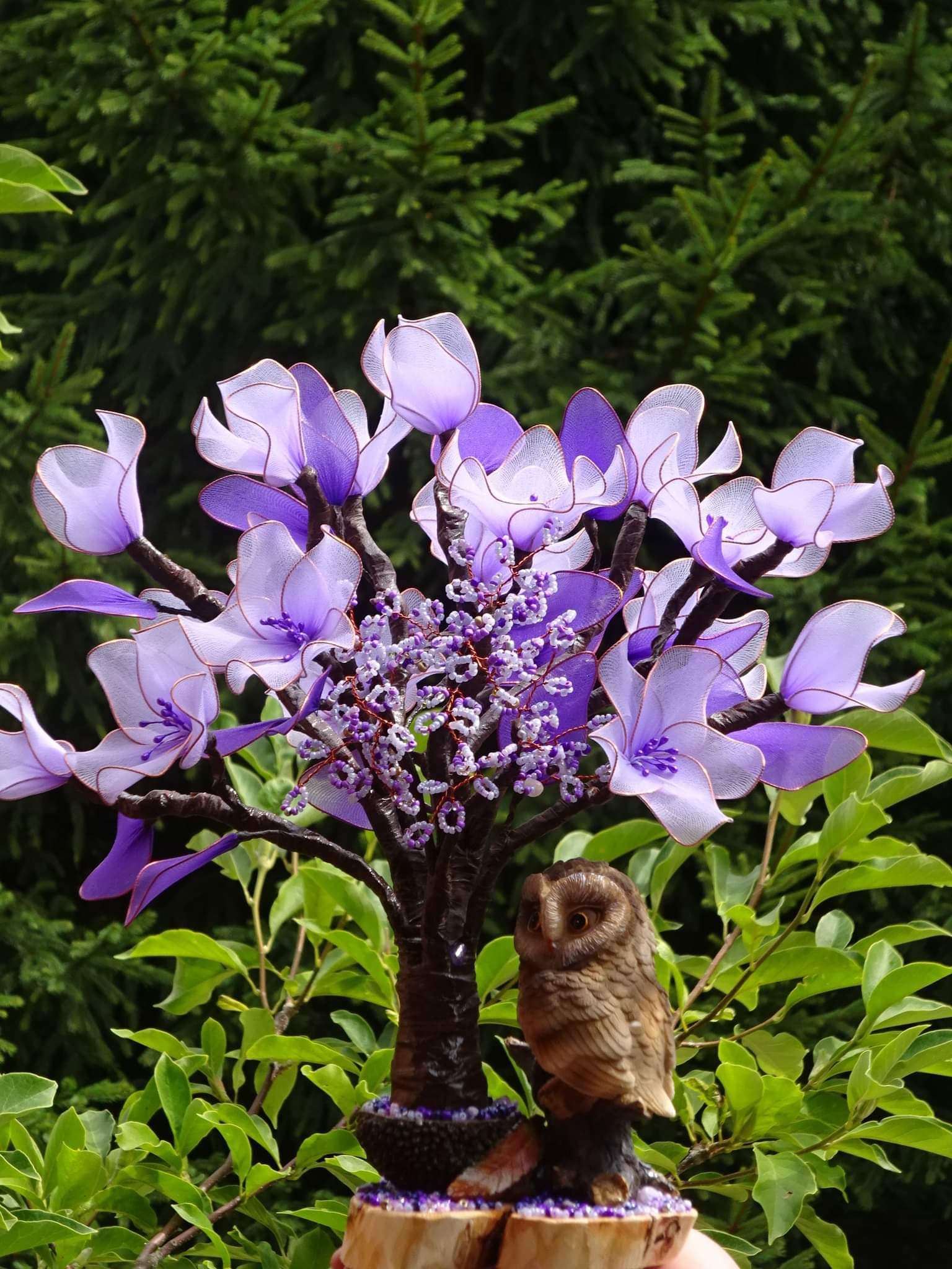 Bonsai mov cu bufniță
